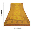 Sanskriti Vintage Dupatta Long Stole Chanderi Yellow Block Printed Wrap Veil