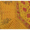 Sanskriti Vintage Dupatta Long Stole Chanderi Yellow Block Printed Wrap Veil