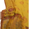Sanskriti Vintage Dupatta Long Stole Chanderi Yellow Block Printed Wrap Veil