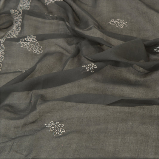 Sanskriti Vintage Dupatta Long Stole Pure Cotton Hand Embroidered Chikankari