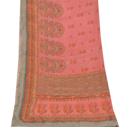Sanskriti Vintage Dupatta Long Stole Rayon Pink Hijab Printed Soft Scarves