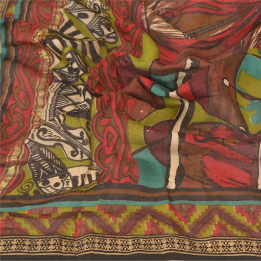 Санскритский винтажный длинный палантин Dupatta Chanderi, коричневый хиджаб, рабочие шарфы с принтом