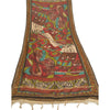 Sanskriti Vintage Dupatta Long Stole Chanderi Brown Hijab Printed Work Scarves