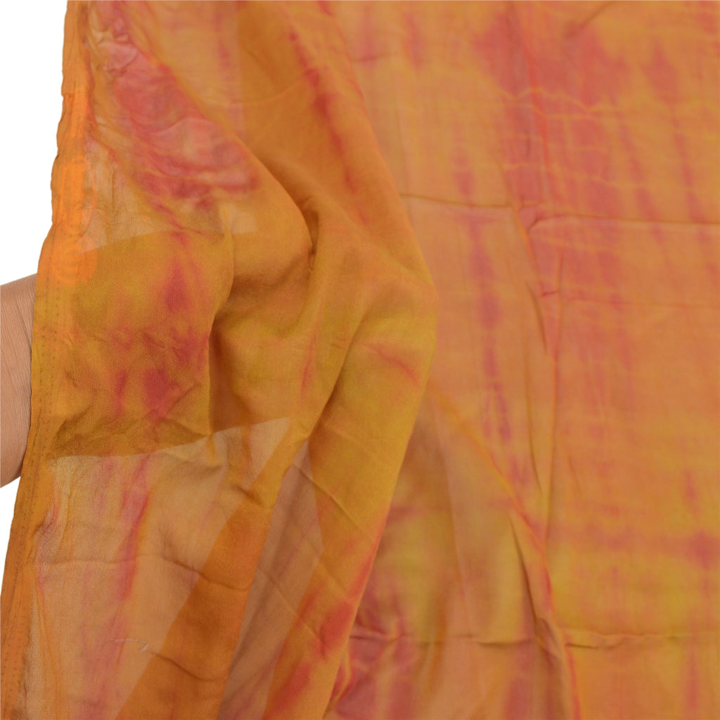 Sanskriti Vintage Dupatta Long Stole Art Silk Brown Shawl Tie & Dye Scarves