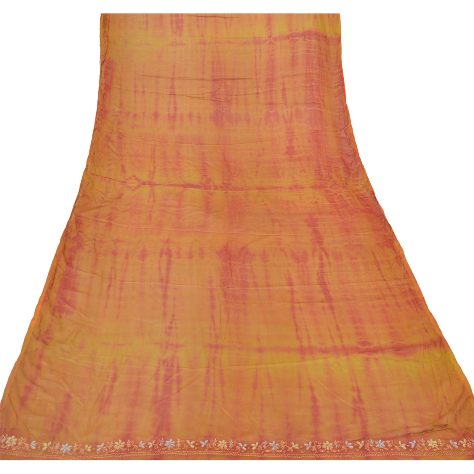 Sanskriti Vintage Dupatta Long Stole Art Silk Brown Shawl Tie & Dye Scarves