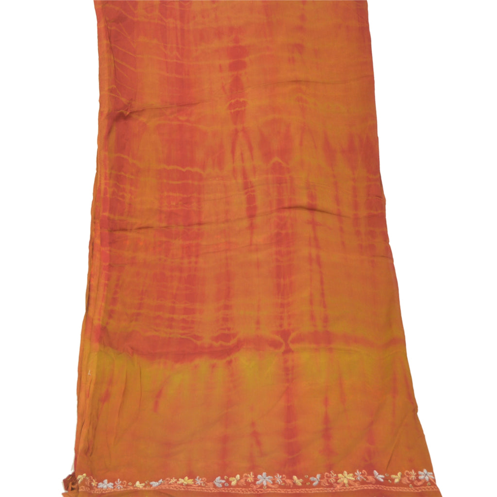 Sanskriti Vintage Dupatta Long Stole Art Silk Brown Shawl Tie & Dye Scarves