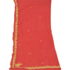 Санскрити Винтаж Дупатта Длинный Палантин Чистый Шелковый Шифон Красная Фата Расшитая Бисером Ручной Работы