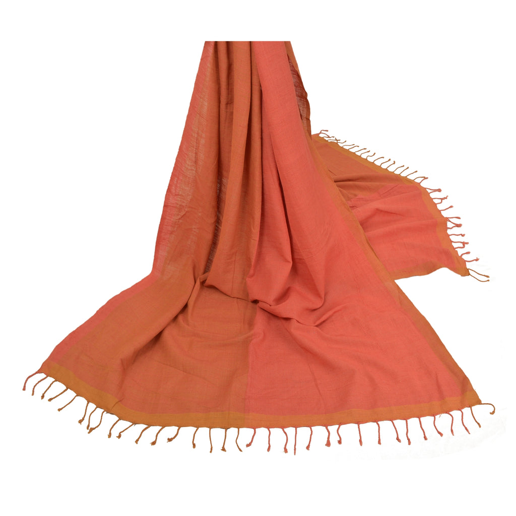 Sanskriti Vintage Dupatta Long Craft Stole Cotton Peach Hijab Wrap Scarves