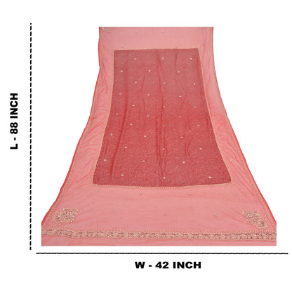 Санскритский винтажный длинный палантин дупатта сетчатый красный ручной работы бисерные шарфы зардози