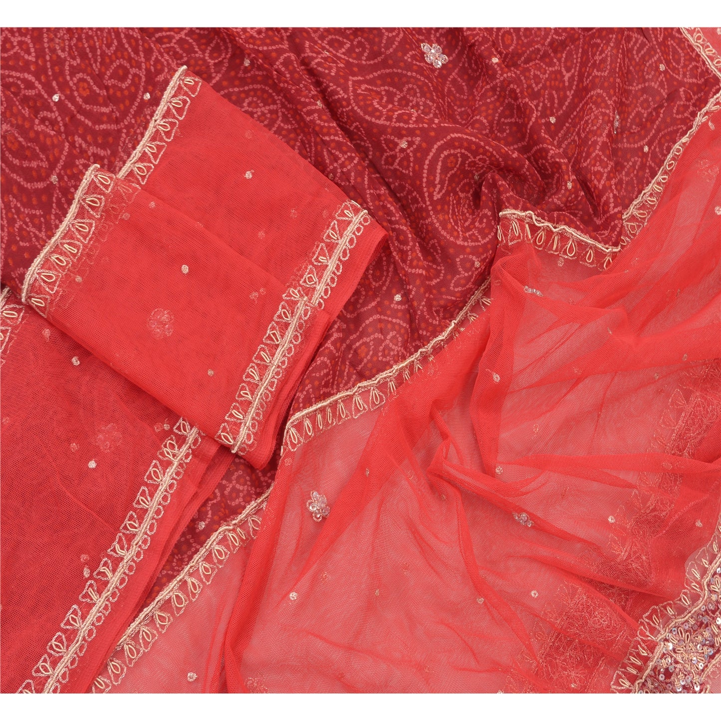 Санскритский винтажный длинный палантин дупатта сетчатый красный ручной работы бисерные шарфы зардози