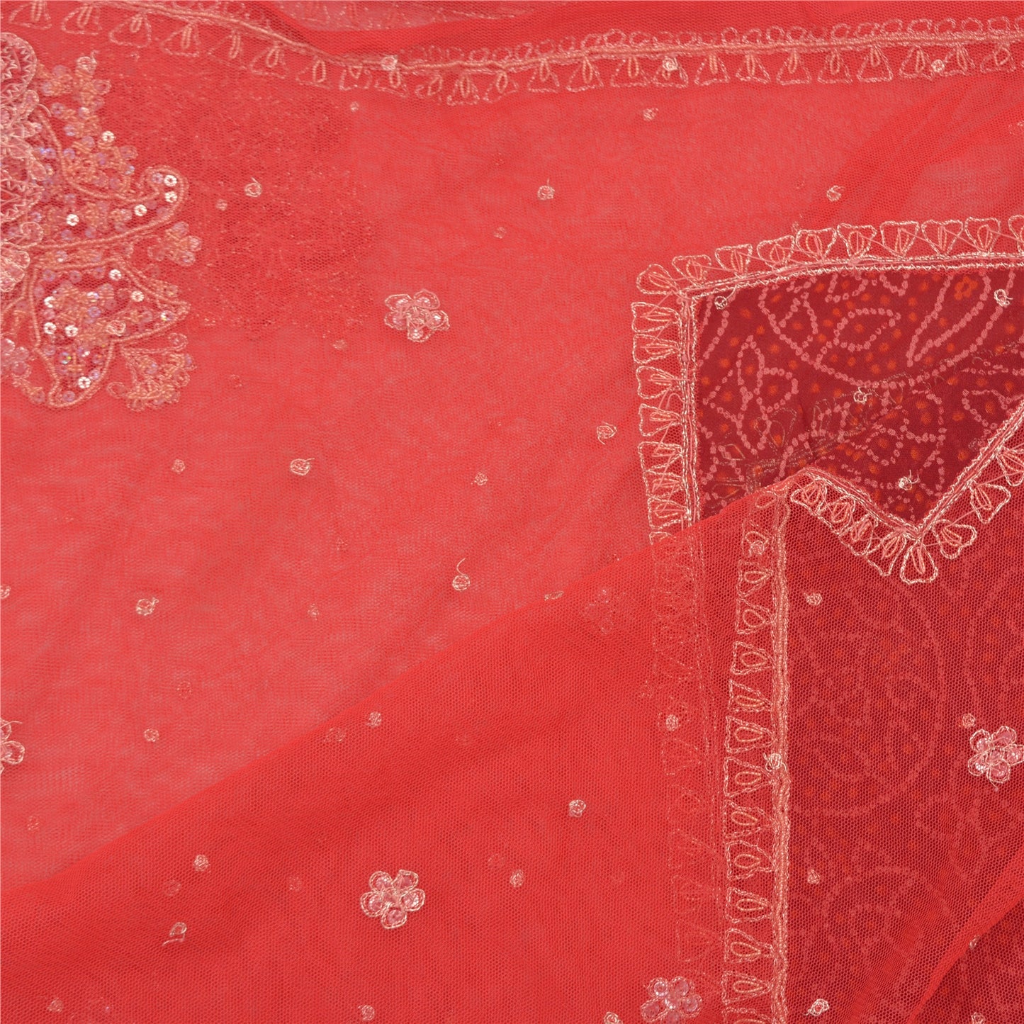 Санскритский винтажный длинный палантин дупатта сетчатый красный ручной работы бисерные шарфы зардози