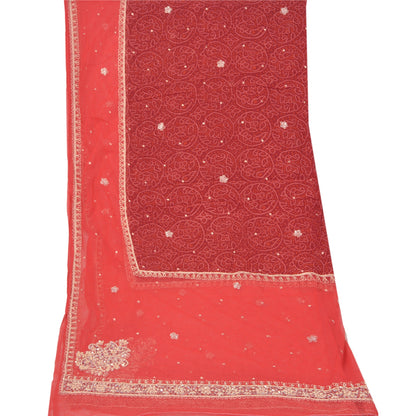 Санскритский винтажный длинный палантин дупатта сетчатый красный ручной работы бисерные шарфы зардози