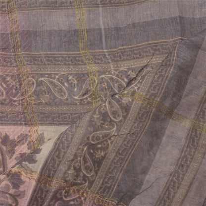 Sanskriti Vintage Dupatta Long Stole Cotton Grey Printed/Painted Wrap Scarves