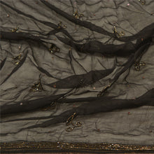 Load image into Gallery viewer, Sanskriti Vintage Dupatta Long Stole Pure Chiffon Silk Black Hand Beaded Veil
