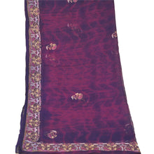 Load image into Gallery viewer, Sanskriti Vintage Dupatta Long Stole Pure Chiffon Silk Purple Handmade Tie- Dye
