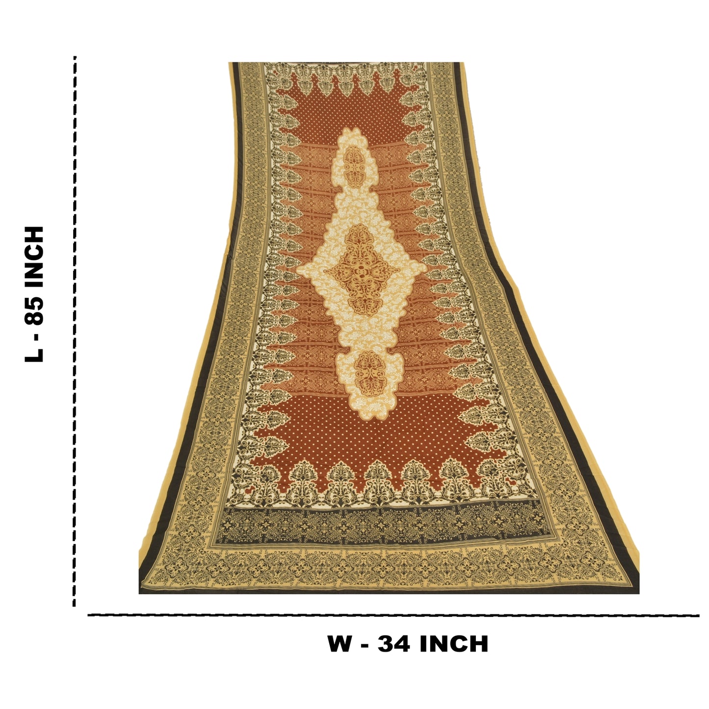 Sanskriti Vintage Dupatta Long Stole Cotton Brown Hijab Printed Wrap Scarves