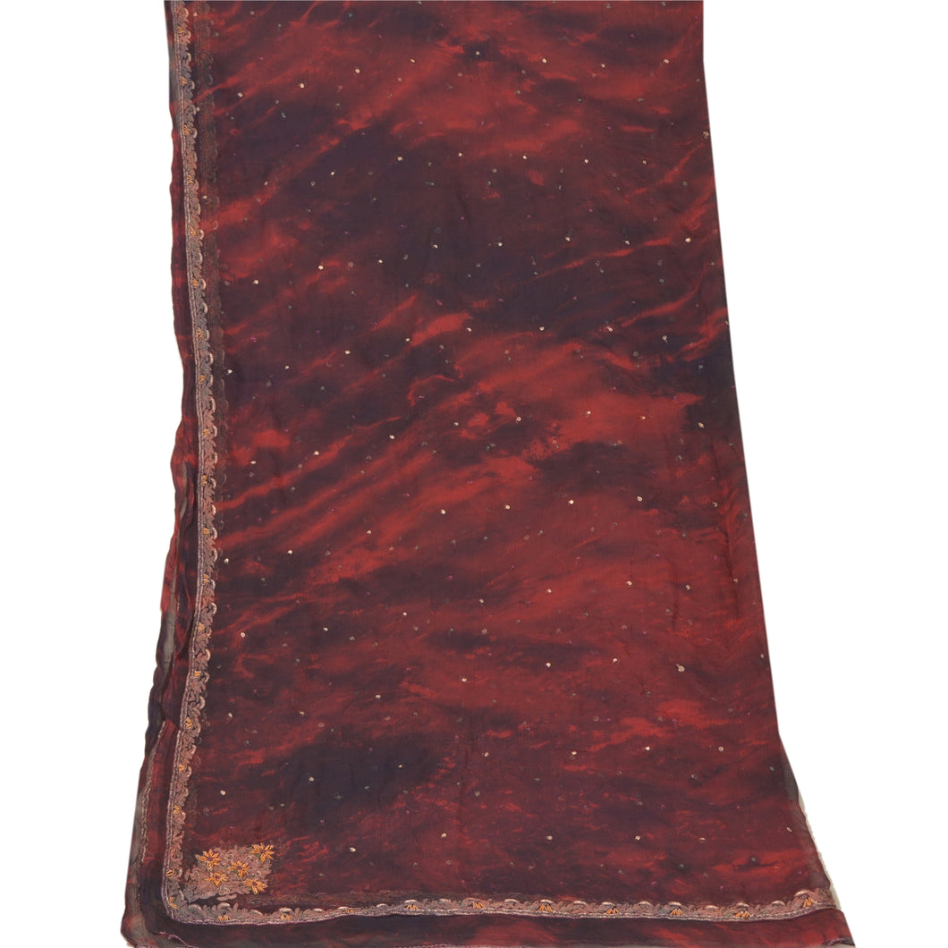 Sanskriti Vintage Dupatta Long Stole Pure Chiffon Silk Handmade Tie- Dye Veil