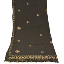 Load image into Gallery viewer, Sanskriti Vintage Dupatta Long Stole Crepe Black Hand Beaded Zardozi Hijab
