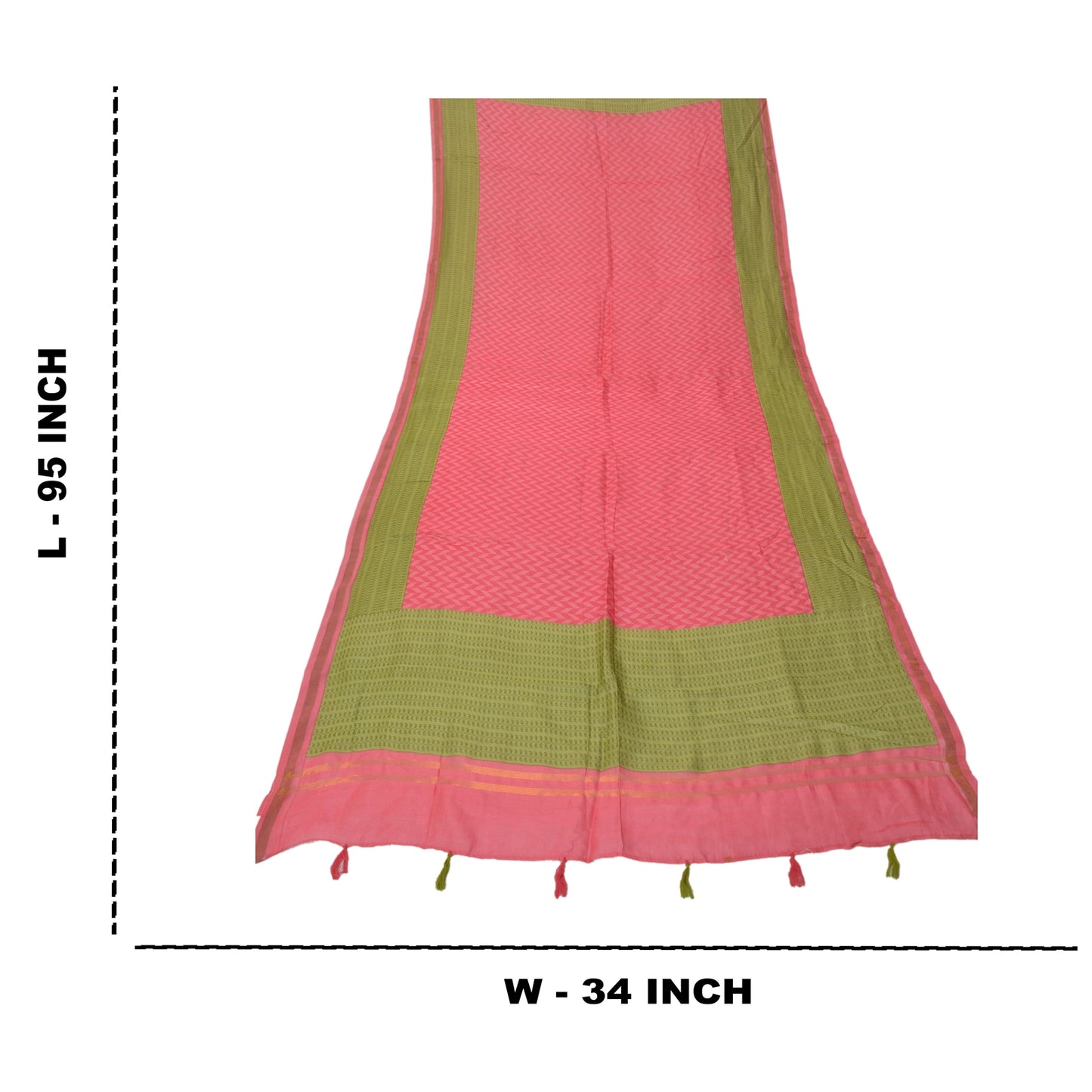 Sanskriti Vintage Dupatta Long Stole Chanderi Pink Scarves Printed Wrap Hijab