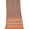 Sanskriti Vintage Dupatta Long Stole Cotton Brown Printed Floral Scarves