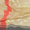 Sanskriti Vintage Dupatta Long Stole Cotton Cream Hand-Woven Wrap Scarves