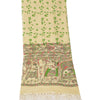 Sanskriti Vintage Dupatta Long Stole Cotton Cream Madhubani Printed Hijab/Shawl