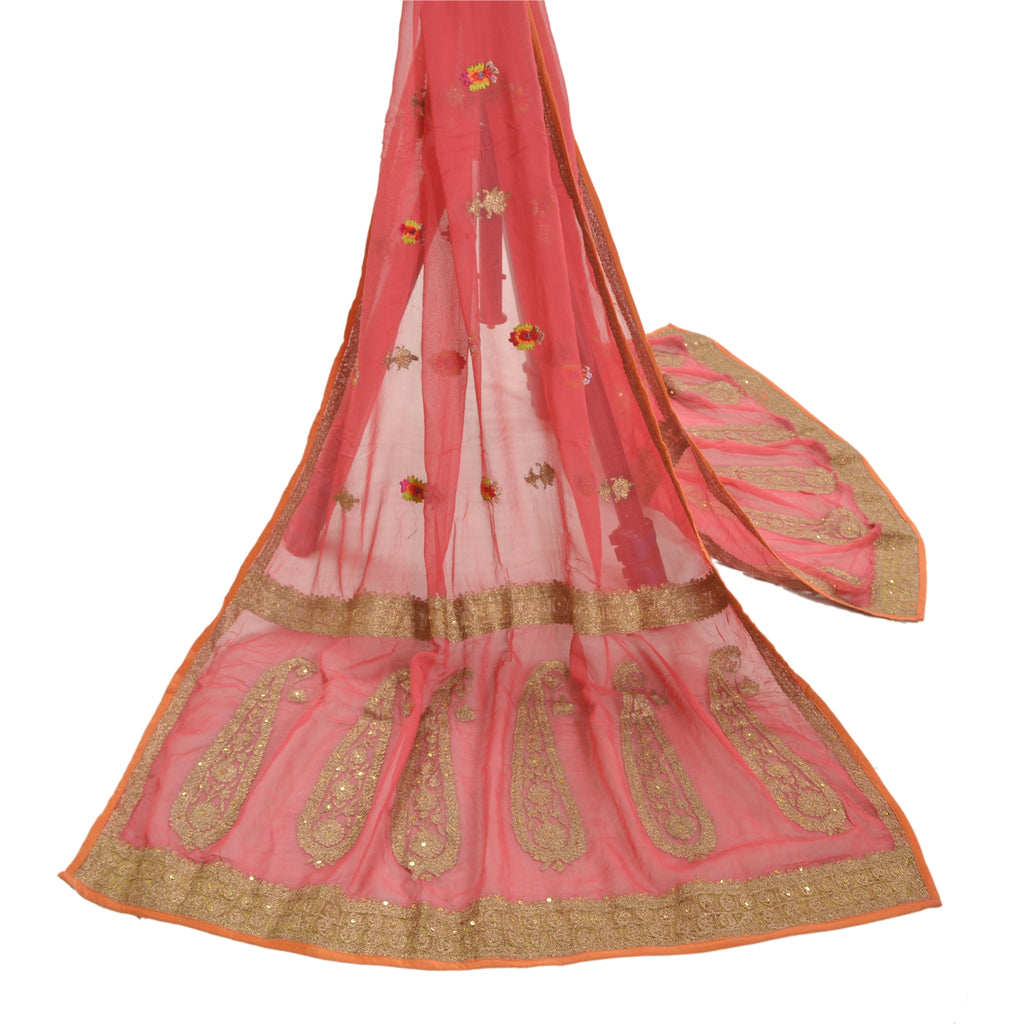 Санскритская винтажная дупатта длинная вуаль жоржет красная расшитая вручную бисером вуаль зари