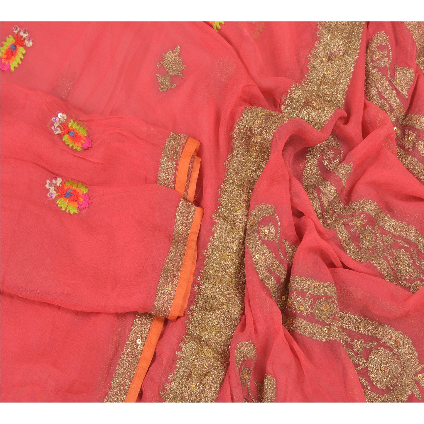 Санскритская винтажная дупатта длинная вуаль жоржет красная расшитая вручную бисером вуаль зари