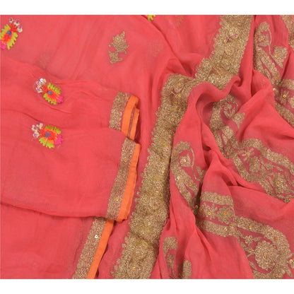 Санскритская винтажная дупатта длинная вуаль жоржет красная расшитая вручную бисером вуаль зари