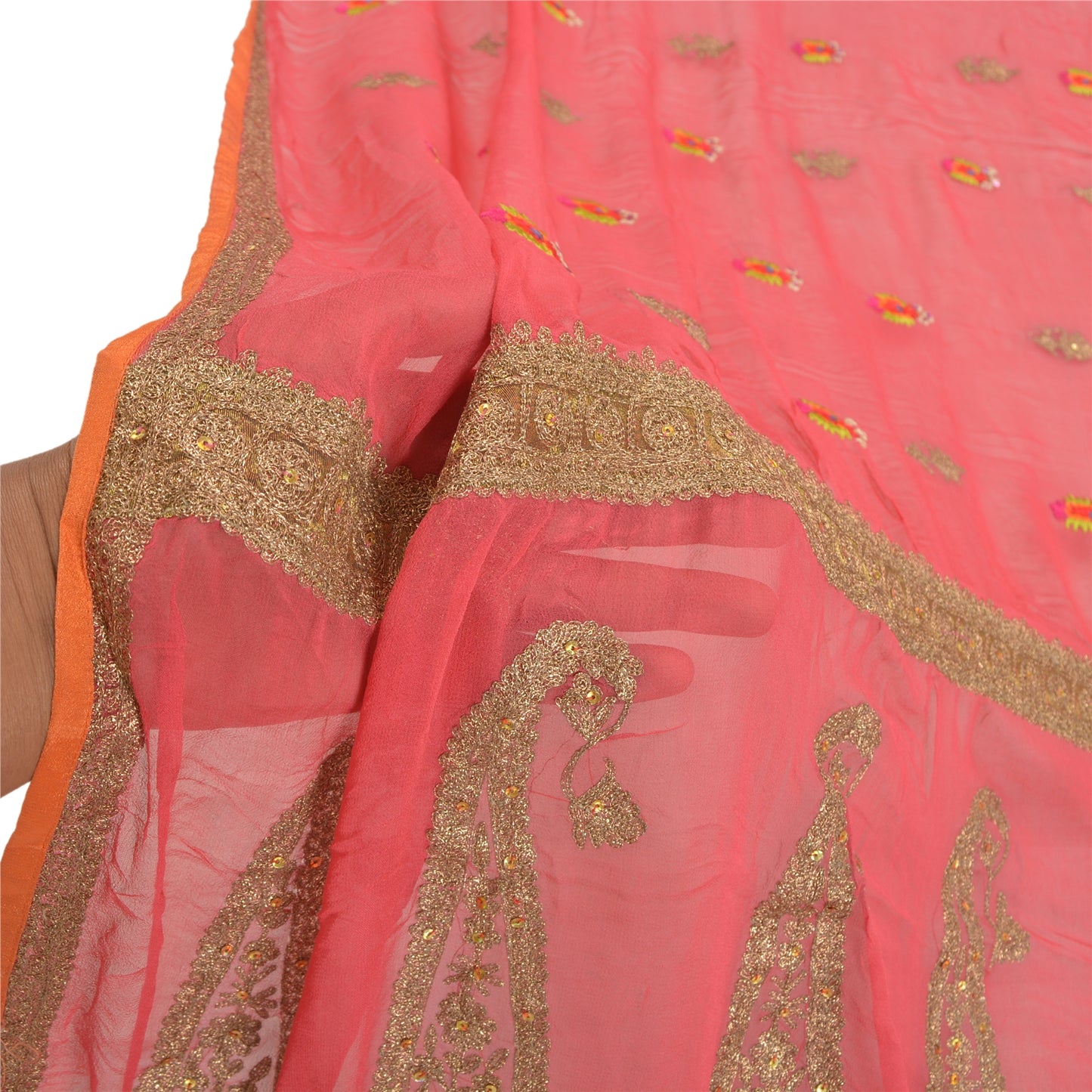 Санскритская винтажная дупатта длинная вуаль жоржет красная расшитая вручную бисером вуаль зари