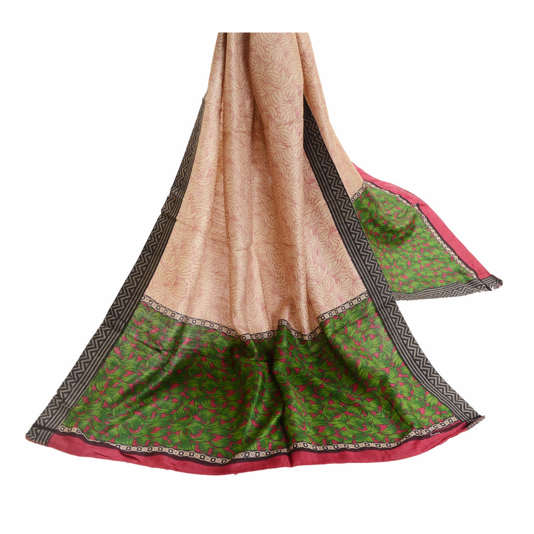 Sanskriti Vintage Dupatta Long Stole Woolen Ivory Wrap Hijab Woven Woolen Shawl
