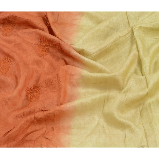 Sanskriti Vintage Dupatta Long Stole Pure Silk Ivory Embroidered Wrap Scarves