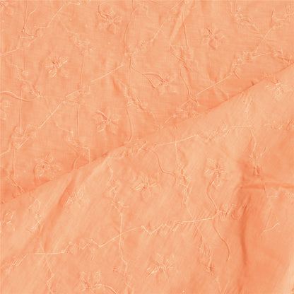 Sanskriti Vintage Dupatta Long Stole Cotton Peach Scarves Hand Beaded Veil