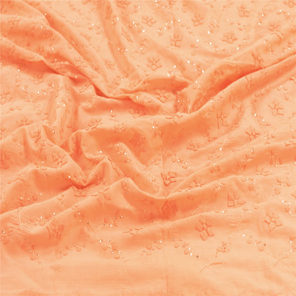 Sanskriti Vintage Dupatta Long Stole Cotton Peach Scarves Hand Beaded Veil