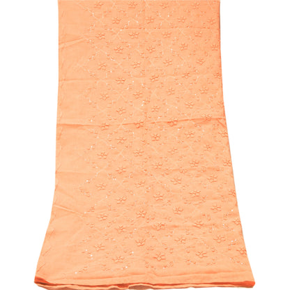 Sanskriti Vintage Dupatta Long Stole Cotton Peach Scarves Hand Beaded Veil
