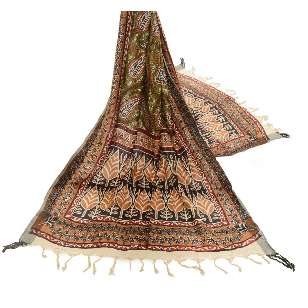 Sanskriti Vintage Dupatta Long Stole Woolen Wrap Hijab Printed Floral Scarves