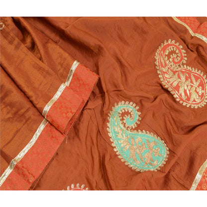 Sanskriti Vintage Dupatta Long Stole Cotton Rusty Orange Embroidered Wrap Hijab