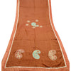 Sanskriti Vintage Dupatta Long Stole Cotton Rusty Orange Embroidered Wrap Hijab