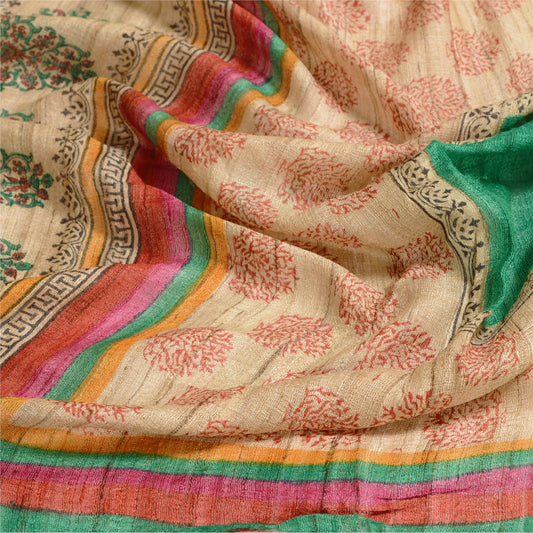 Sanskriti Vintage Dupatta Long Stole Handloom Floral Hijab Printed Wrap Shawl