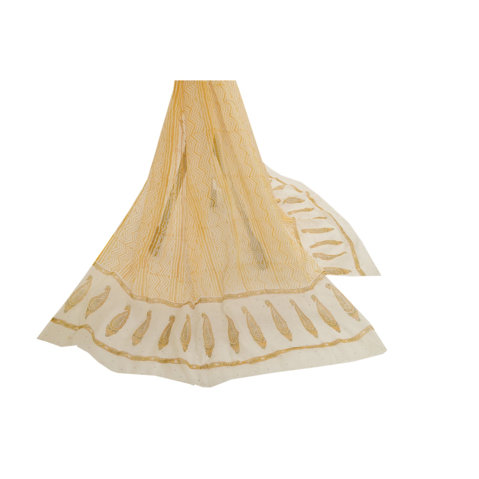 Sanskriti Vintage Dupatta Long Stole Cotton Kota Doria Hand Block Printed Mukesh