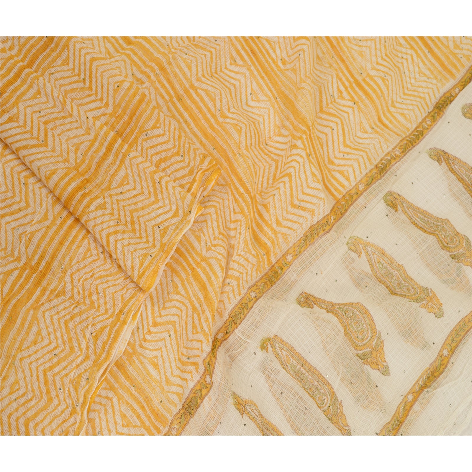 Sanskriti Vintage Dupatta Long Stole Cotton Kota Doria Hand Block Printed Mukesh