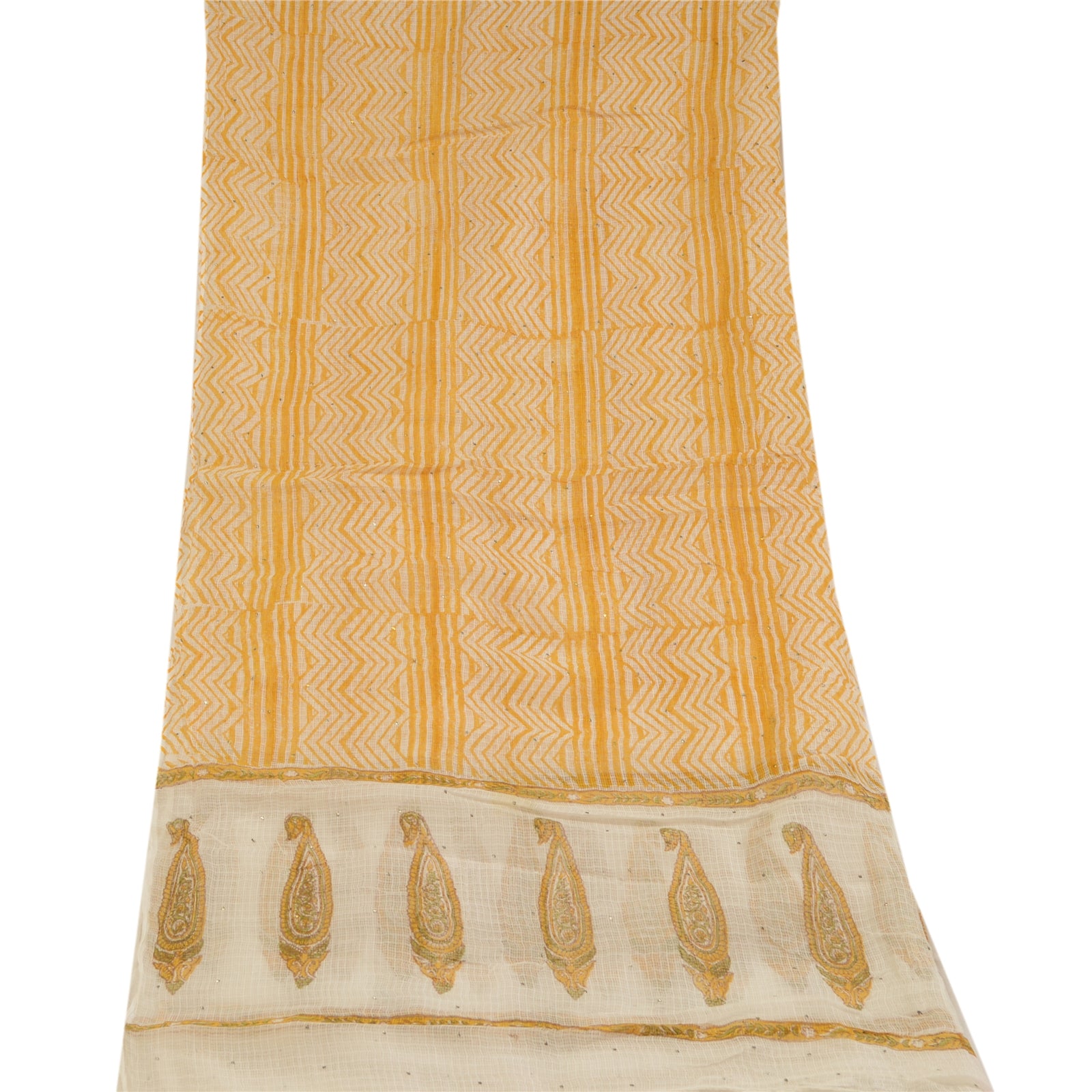 Sanskriti Vintage Dupatta Long Stole Cotton Kota Doria Hand Block Printed Mukesh