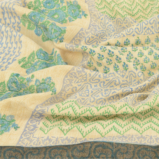 Sanskriti Vintage Dupatta Long Stole Cotton Ivory Printed Soft Wrap Hijab