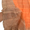 Sanskriti Vintage Dupatta Long Stole Pure Silk Orange Veil Block Printed Hijab