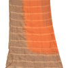 Sanskriti Vintage Dupatta Long Stole Pure Silk Orange Veil Block Printed Hijab