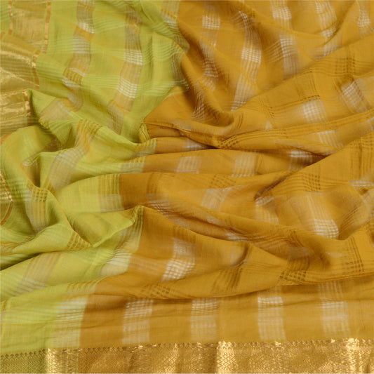 Sanskriti Vintage Dupatta Long Stole Pure Cotton Green Hijab Woven Wrap Shawl