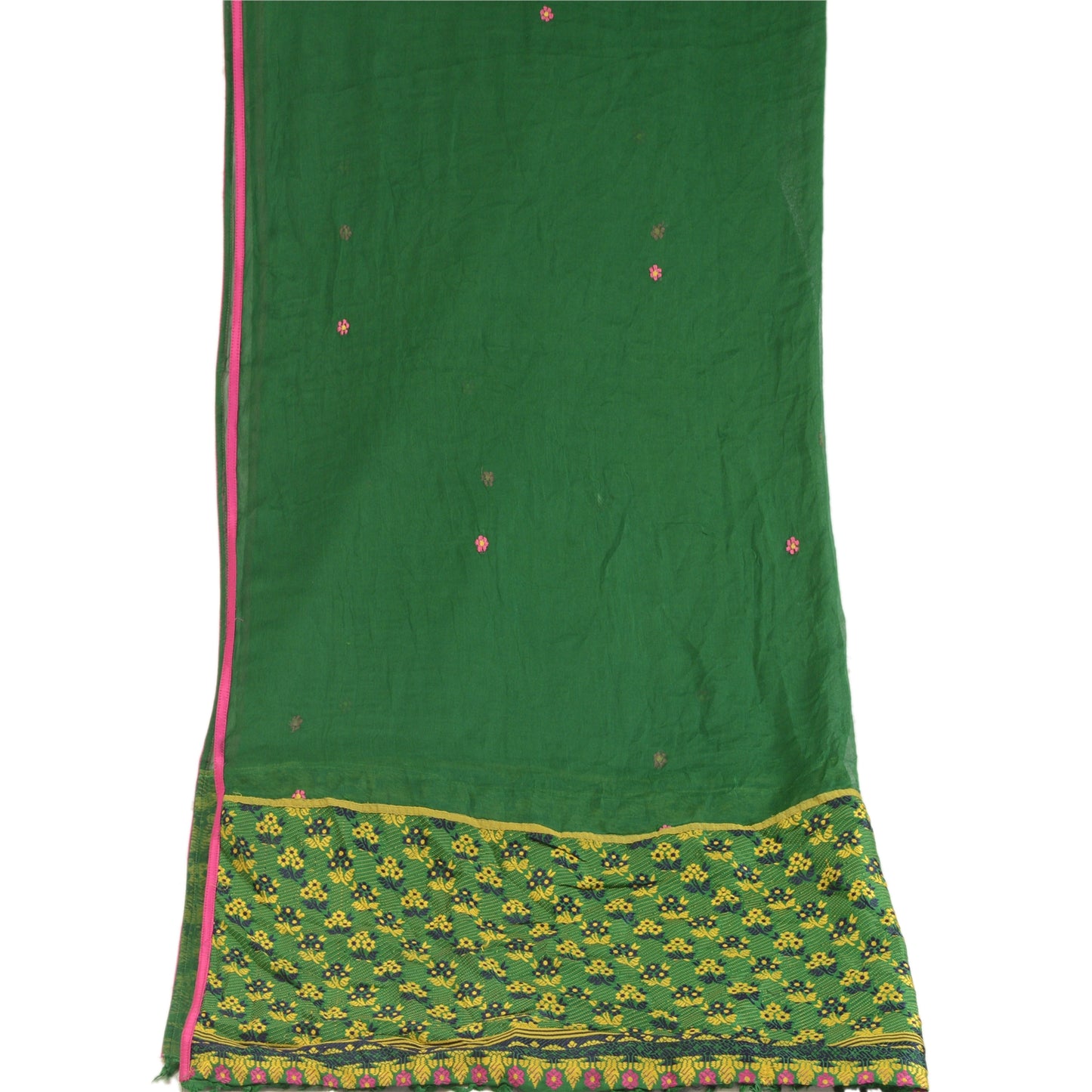 Sanskriti Vintage Dupatta Lang Stola Ren Chiffon Silke Grønne Slør Vævede Tørklæder