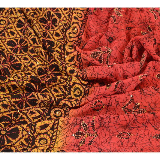 Sanskriti Vintage Dupatta Long Stole Cotton Peach Hijab Batik Work Scarves