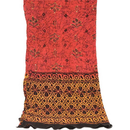 Sanskriti Vintage Dupatta Long Stole Cotton Peach Hijab Batik Work Scarves