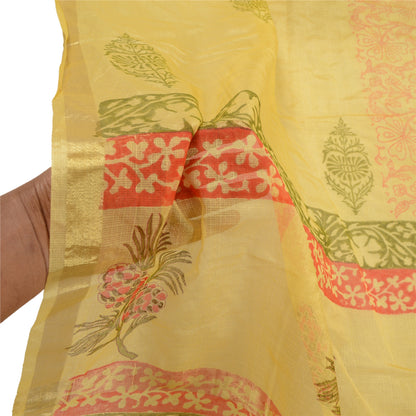 Sanskriti Vintage Dupatta Long Stole Cotton Kota Printed Canary Yellow Scarves